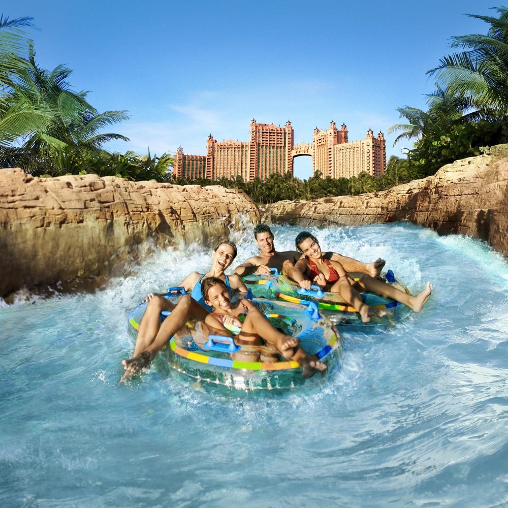 Having fun in the lazy river Atlantis, Bahamas