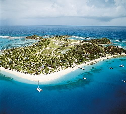Aerial view of Palm Island, St Vincent & the Grenadines