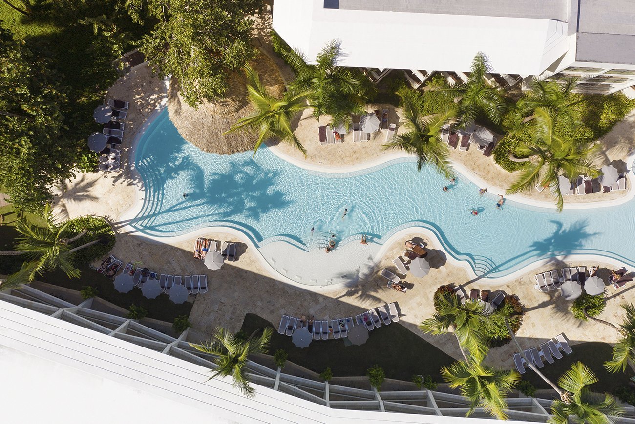 Aerial pool views Impressive Punta Cana