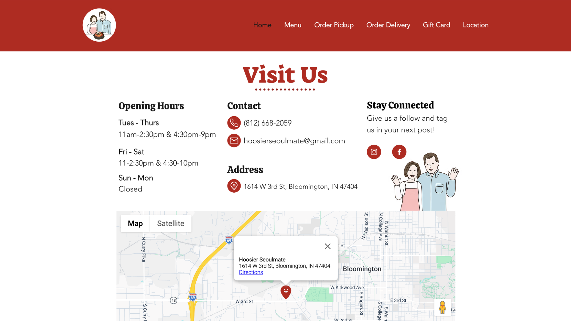 Picture of Hoosier Seoulmate's website "Visit Us" section