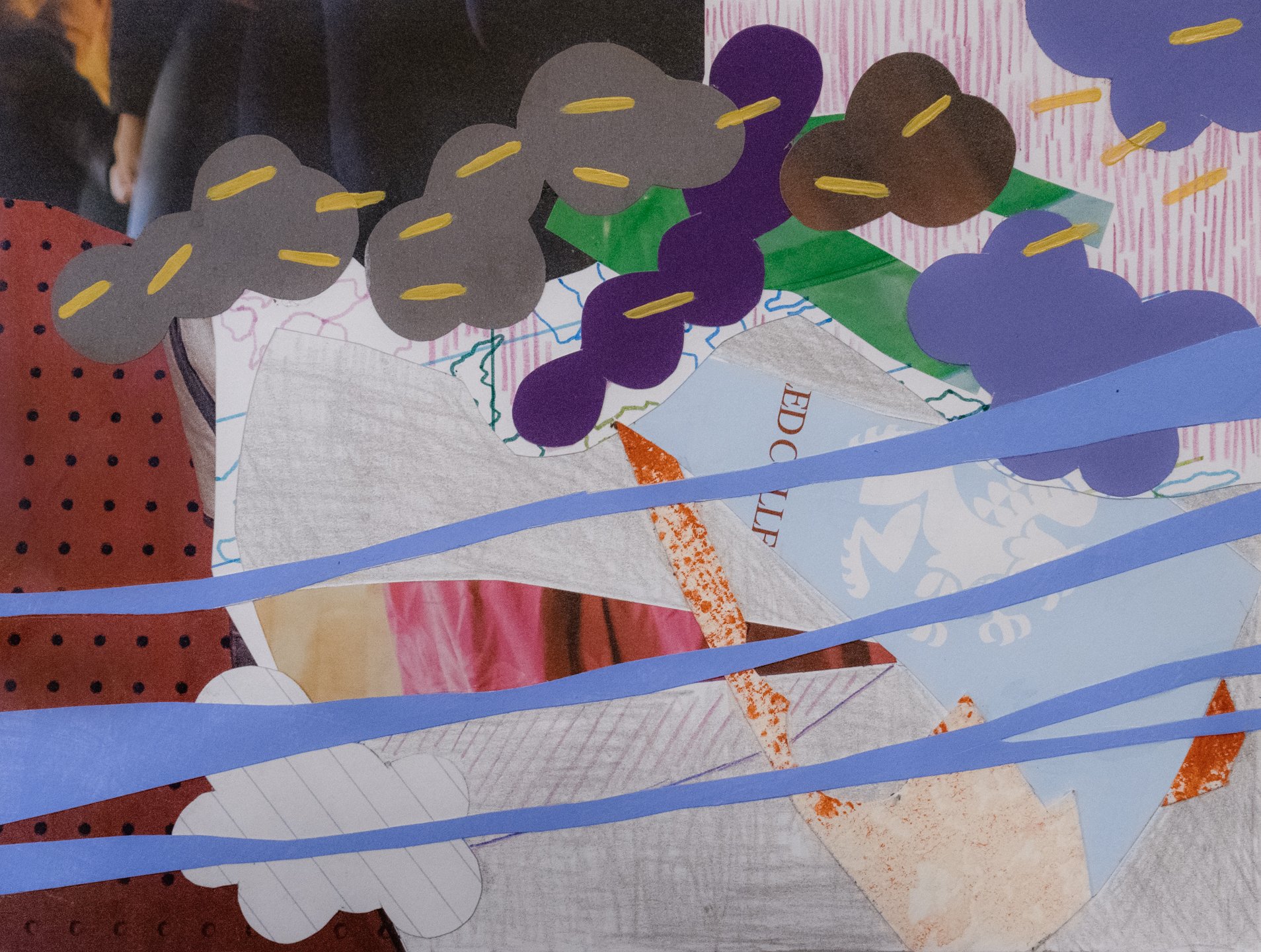 "There's More Than Meets the Eye," 2021. Magazine clippings, colored paper, various found papers, acrylic paint, graphite, colored pencil on paper, 6" x 8". Photo credit: Kyle Winn