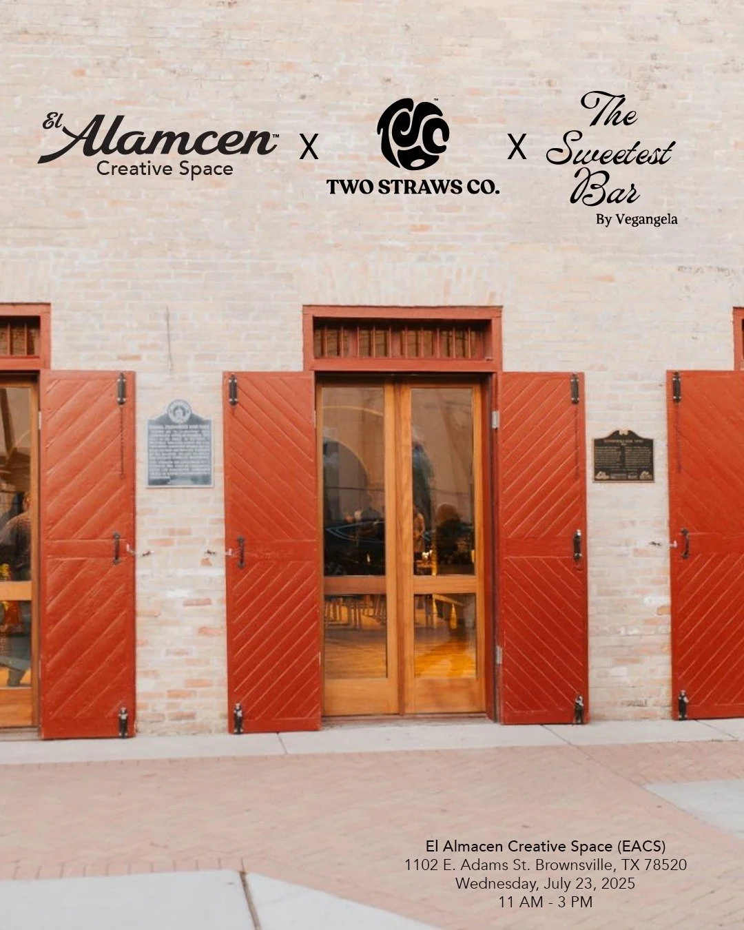 We&rsquo;re popping up at @elalmacenbtx today!
1102 E. Adams St., Brownsville, TX
Wednesday, July 23, 2025 
12 PM &ndash; 3 PM

We&rsquo;ve joined forces with @vegangela.tx and @elalmacenbtx to give you the perfect midday combo. Stop by for specialty