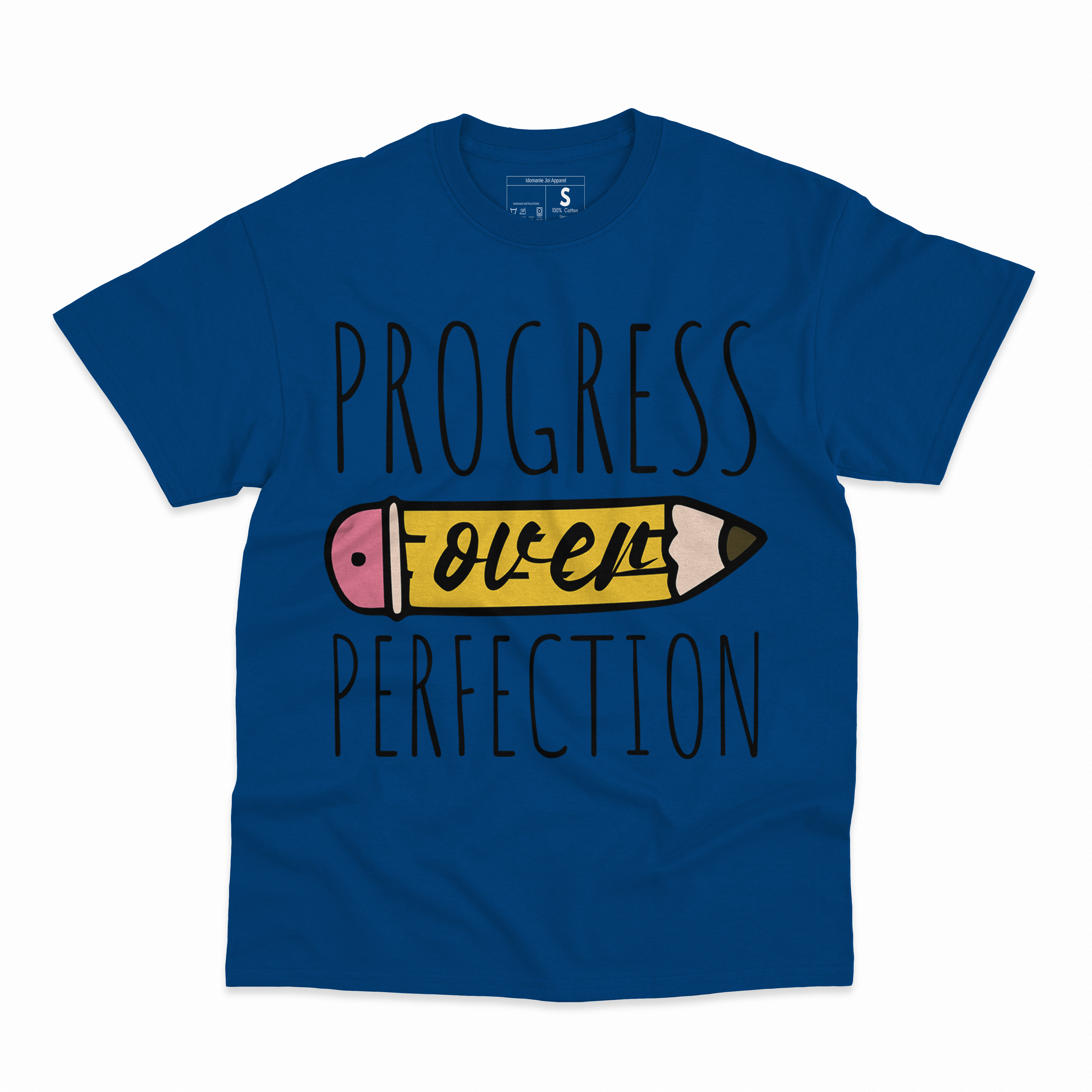 Motivational Progress Over Perfection back to School Teacher blue.png