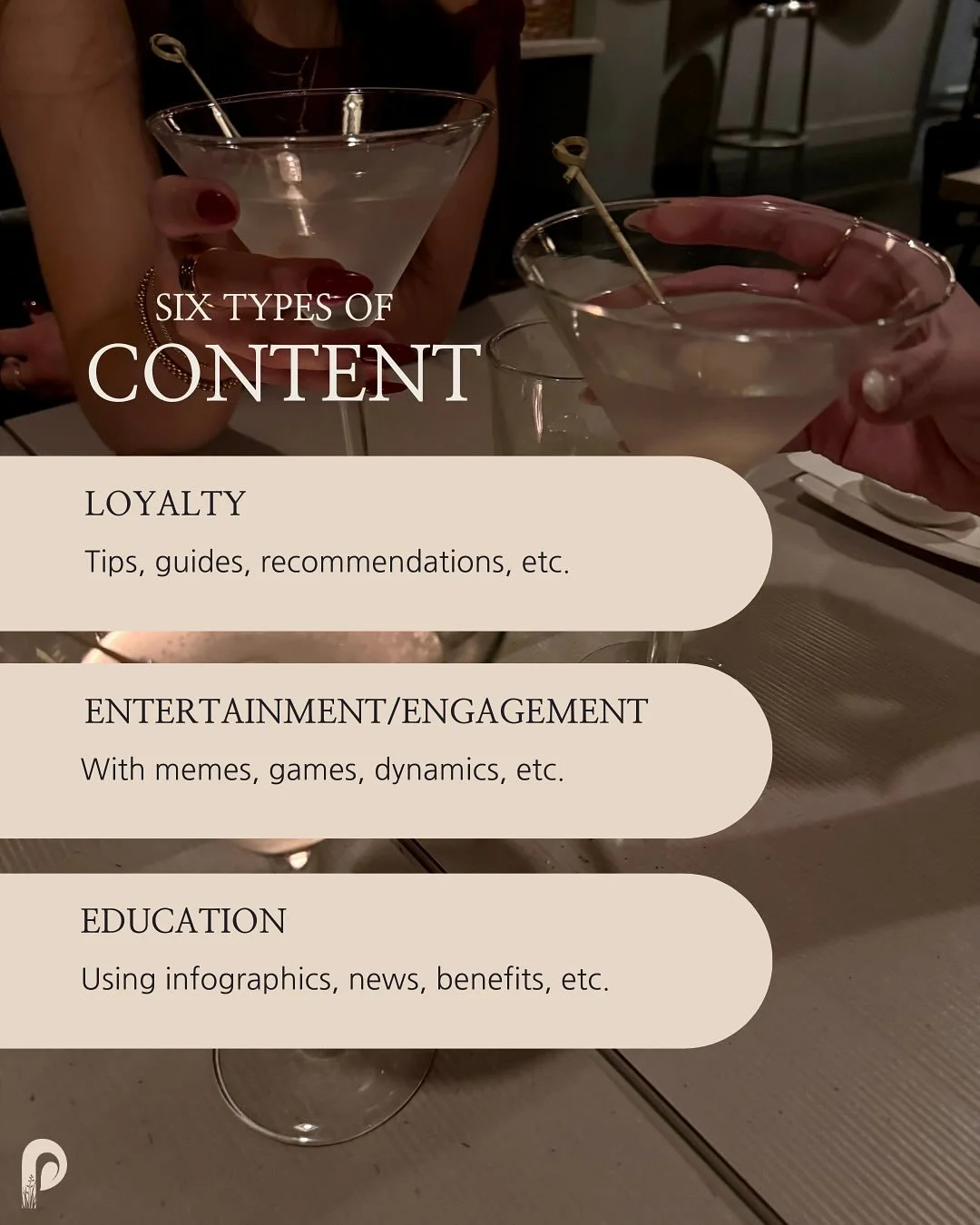 Six different content types&hellip;

&hellip; means six different opportunities to connect, convert, &amp; grow 📈✨

Each essential type of content plays a unique role in guiding your audience from awareness to action‼️

It&rsquo;s time to start crea