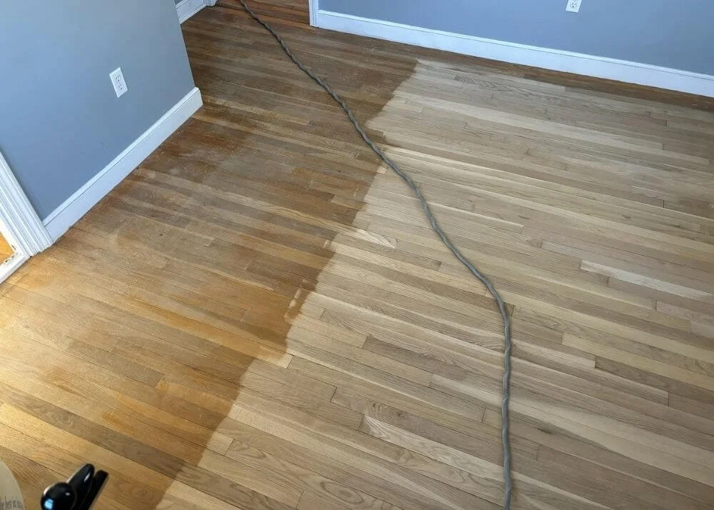 Dining room hardwood floor sanding and refinishing Milford Ma