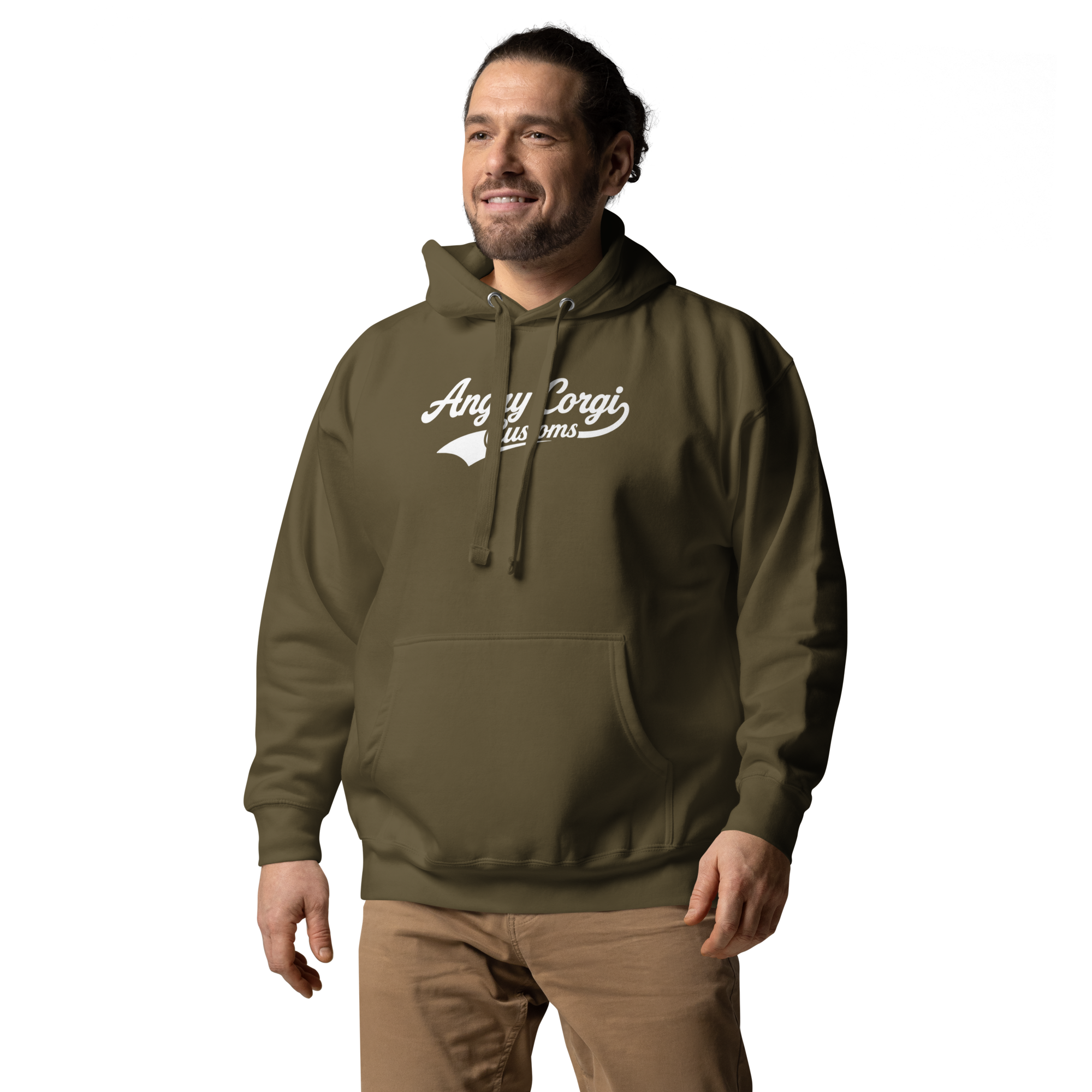 Premium Hoodie – Angry Corgi Customs Script (Cotton Heritage M2580)