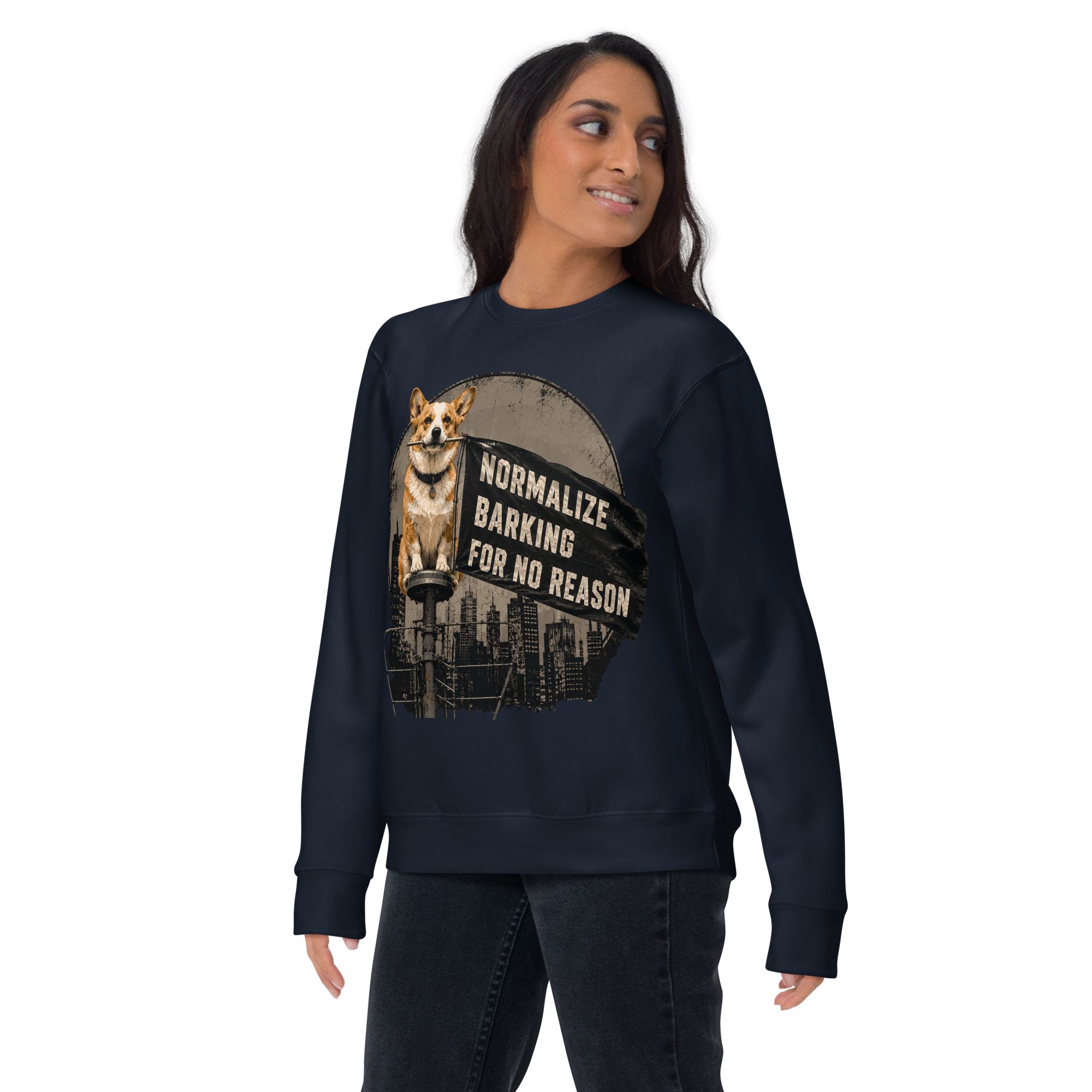Normalize Barking For No Reason | Funny Corgi Premium Sweatshirt