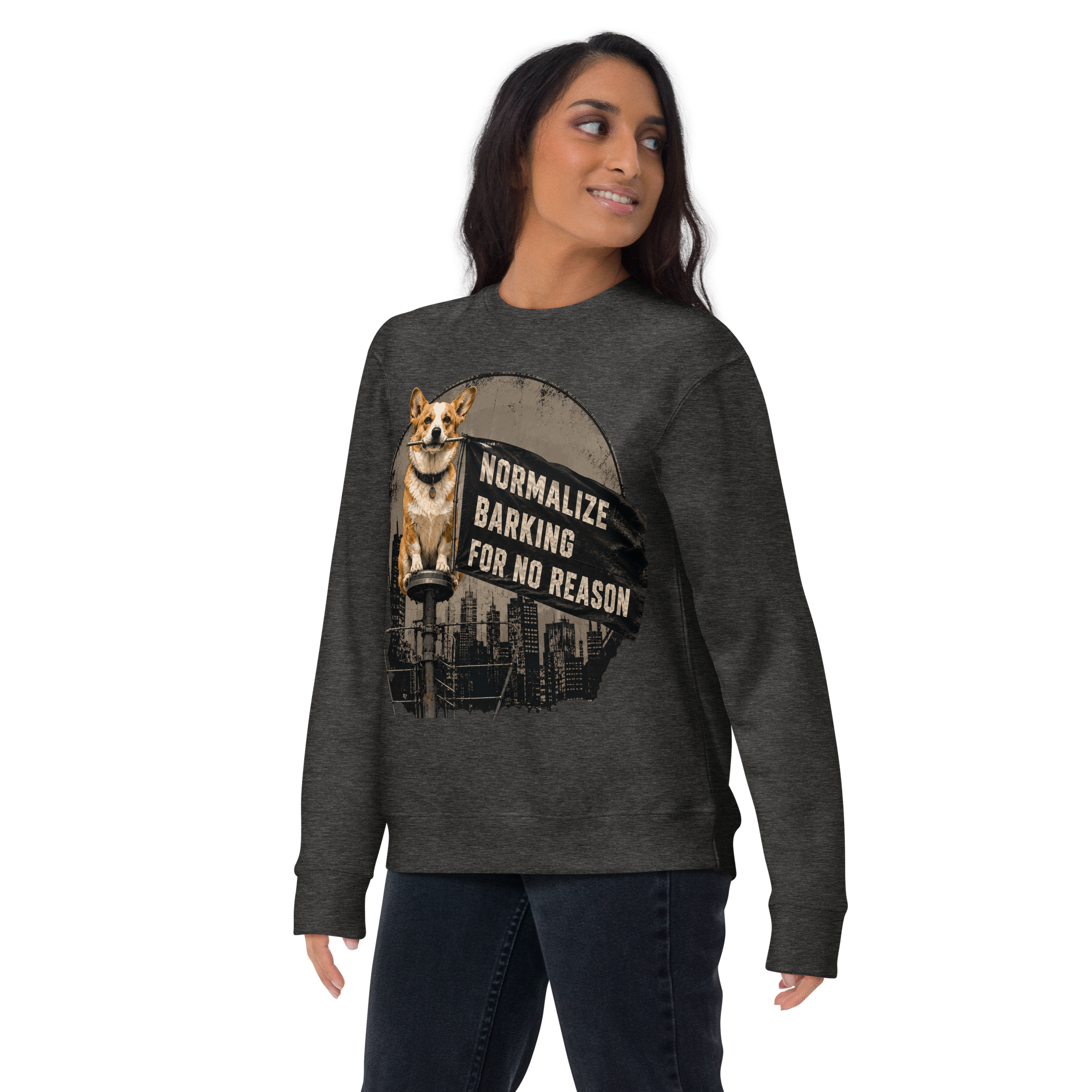 Normalize Barking For No Reason | Funny Corgi Premium Sweatshirt