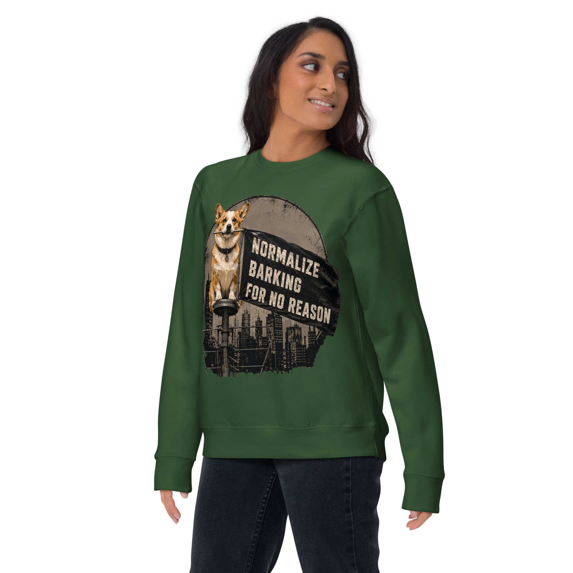 Normalize Barking For No Reason | Funny Corgi Premium Sweatshirt