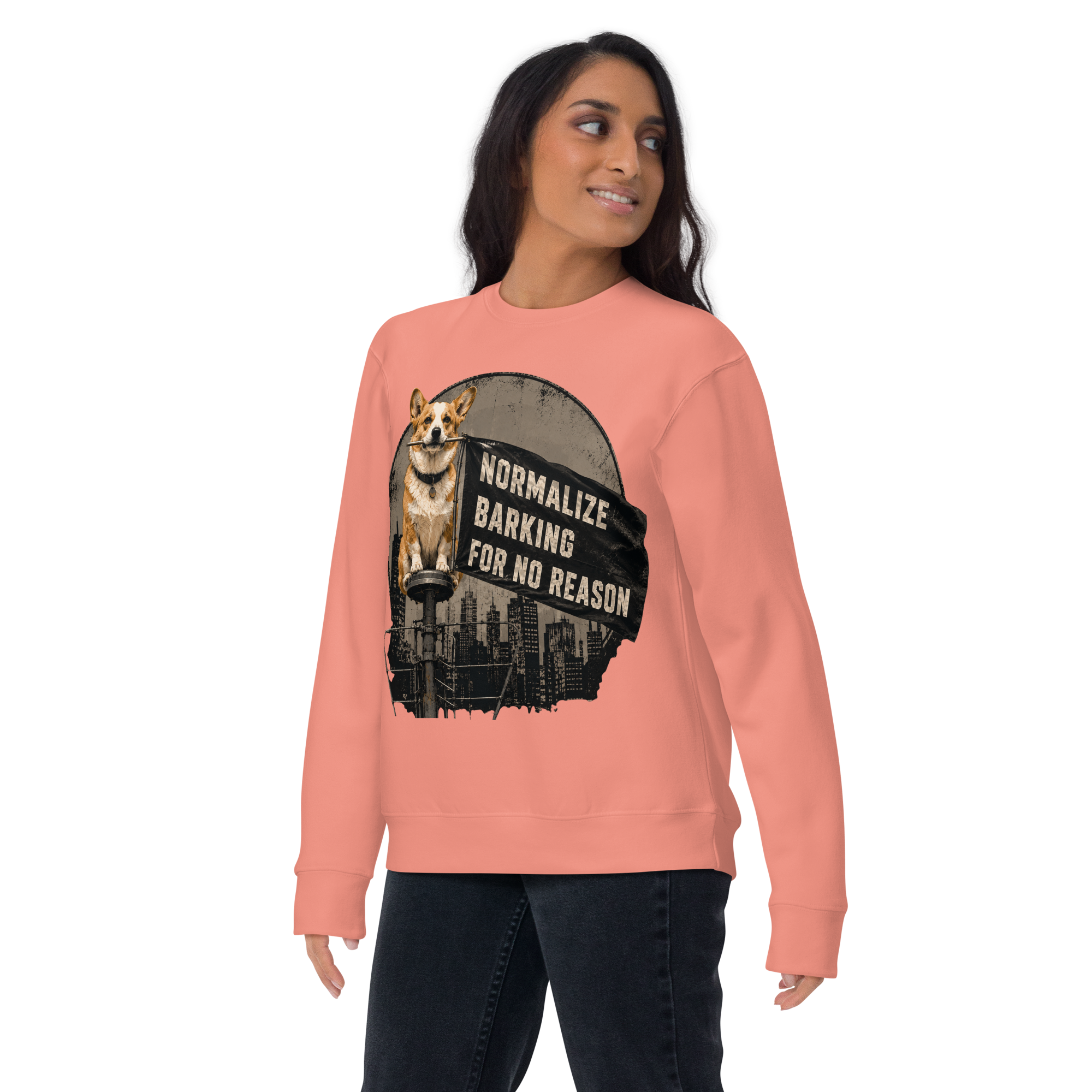 Normalize Barking For No Reason | Funny Corgi Premium Sweatshirt