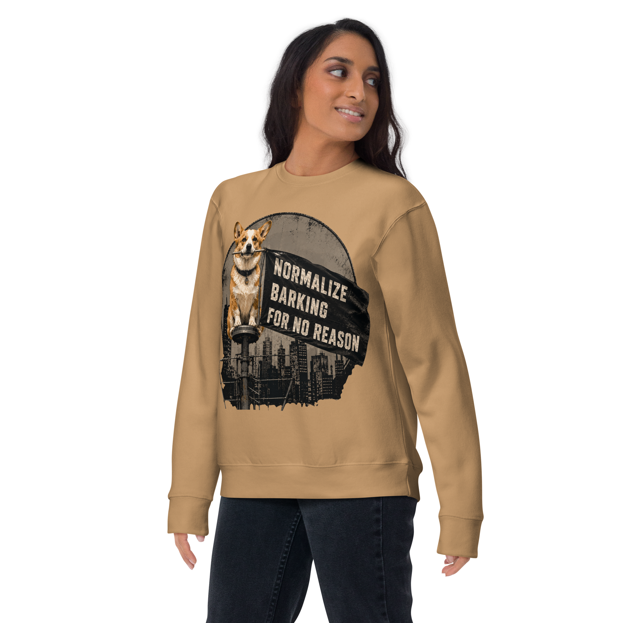 Normalize Barking For No Reason | Funny Corgi Premium Sweatshirt