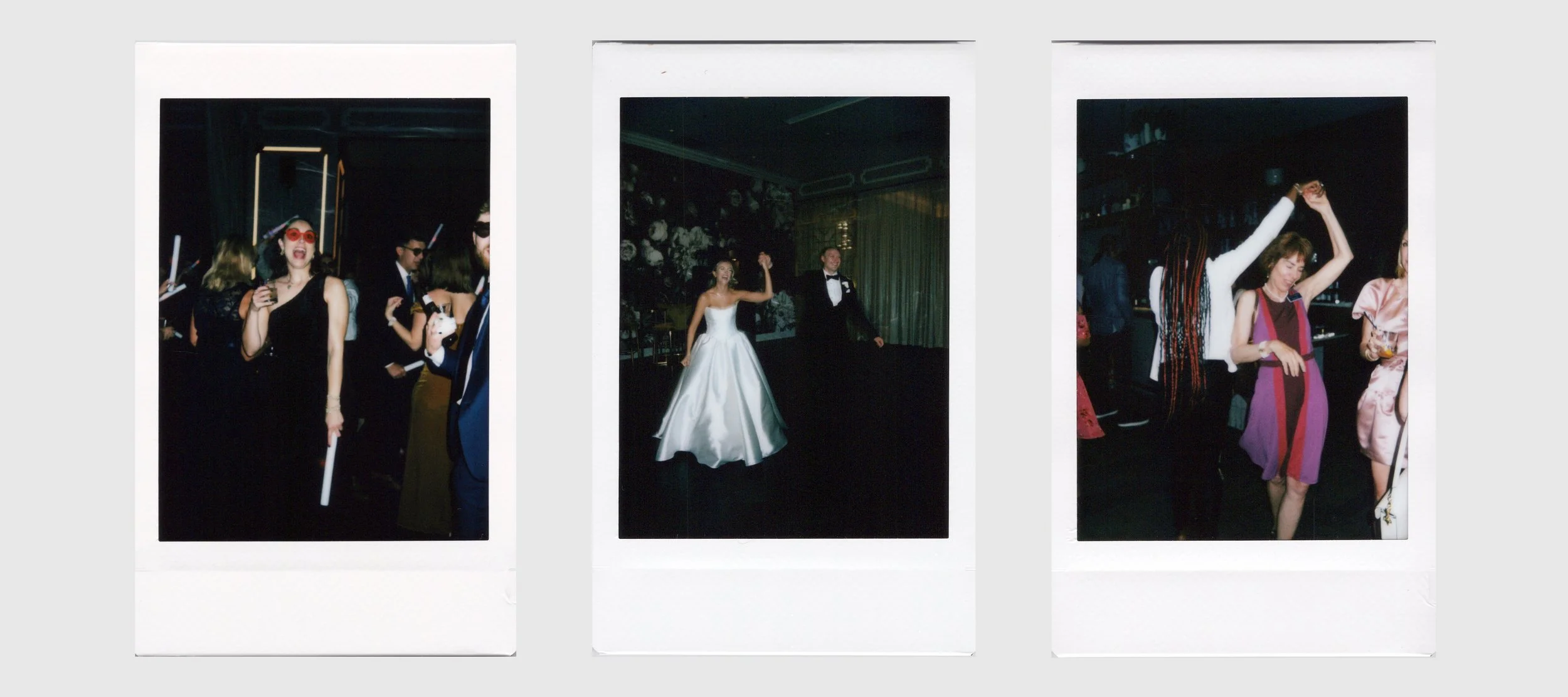 polaroid party photos in chicago of women dancing