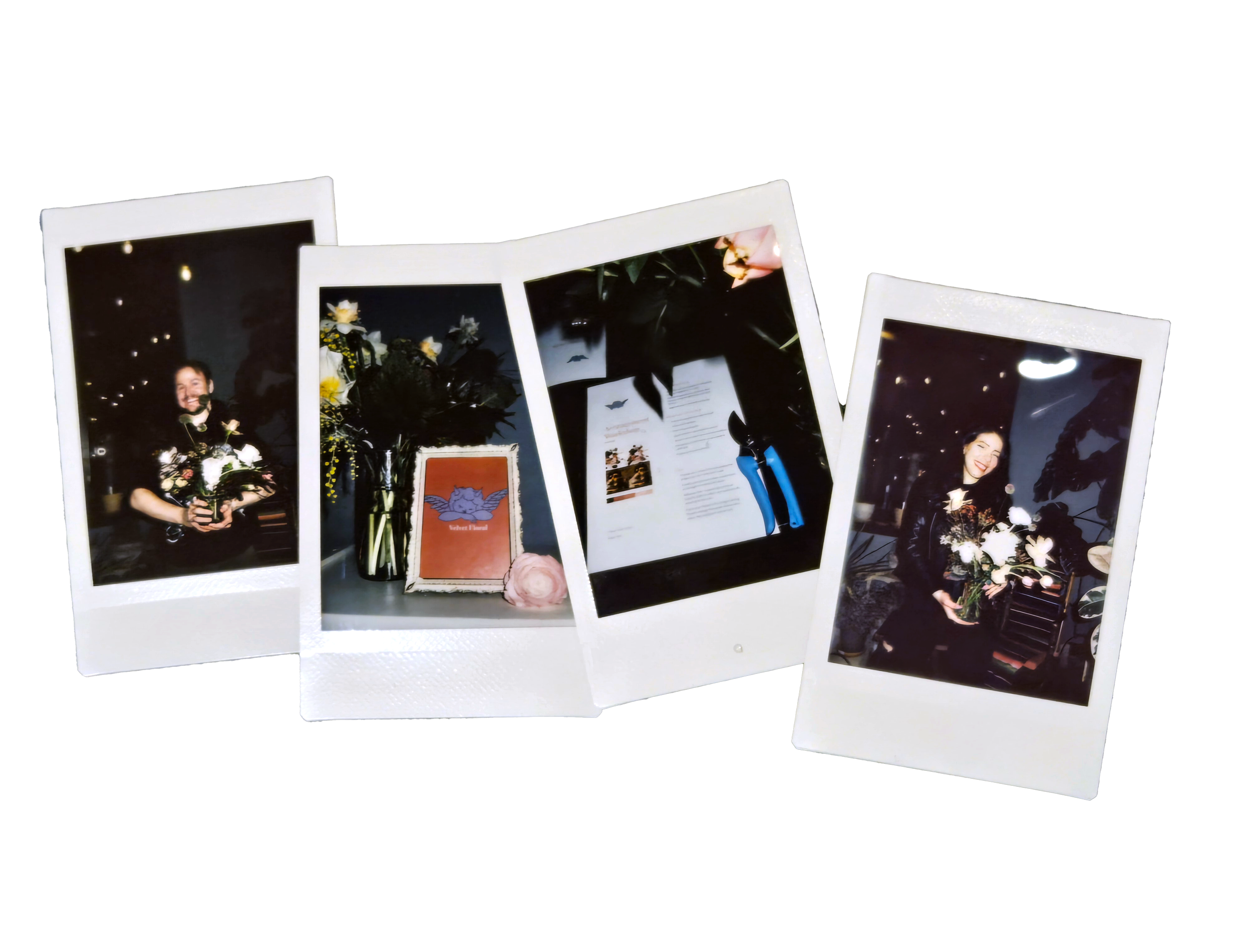 instant polaroid photography of a flower workshop pop-up event in chicago