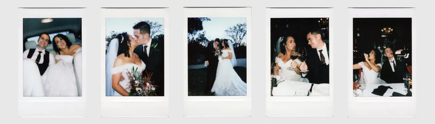 A series of instant wedding photographs