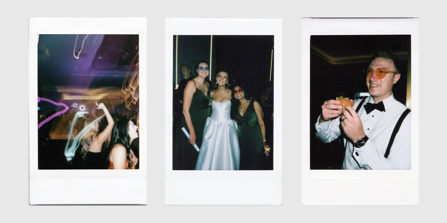 Wedding guests receiving instant photos at a Chicago wedding