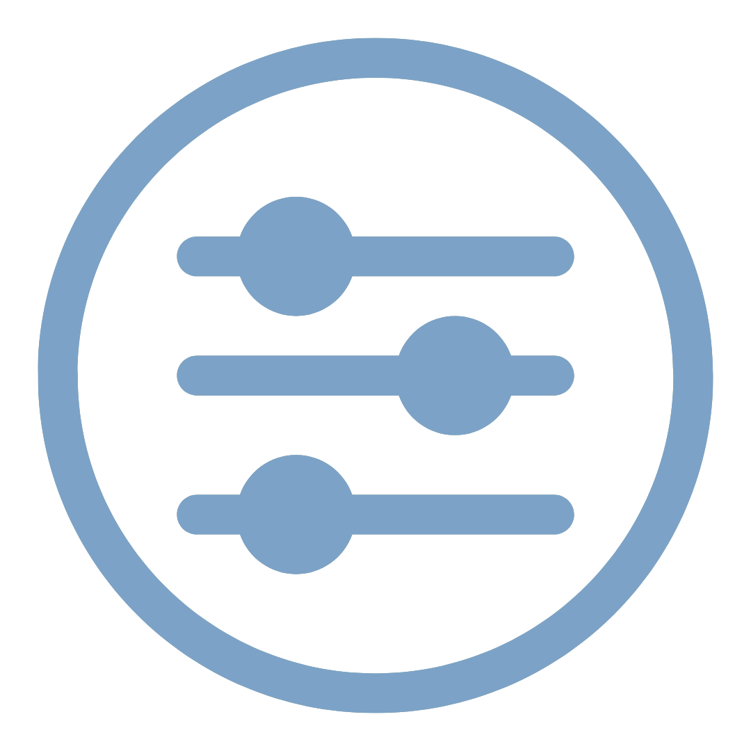 Icon of adjustable sliders, representing audio or settings control.