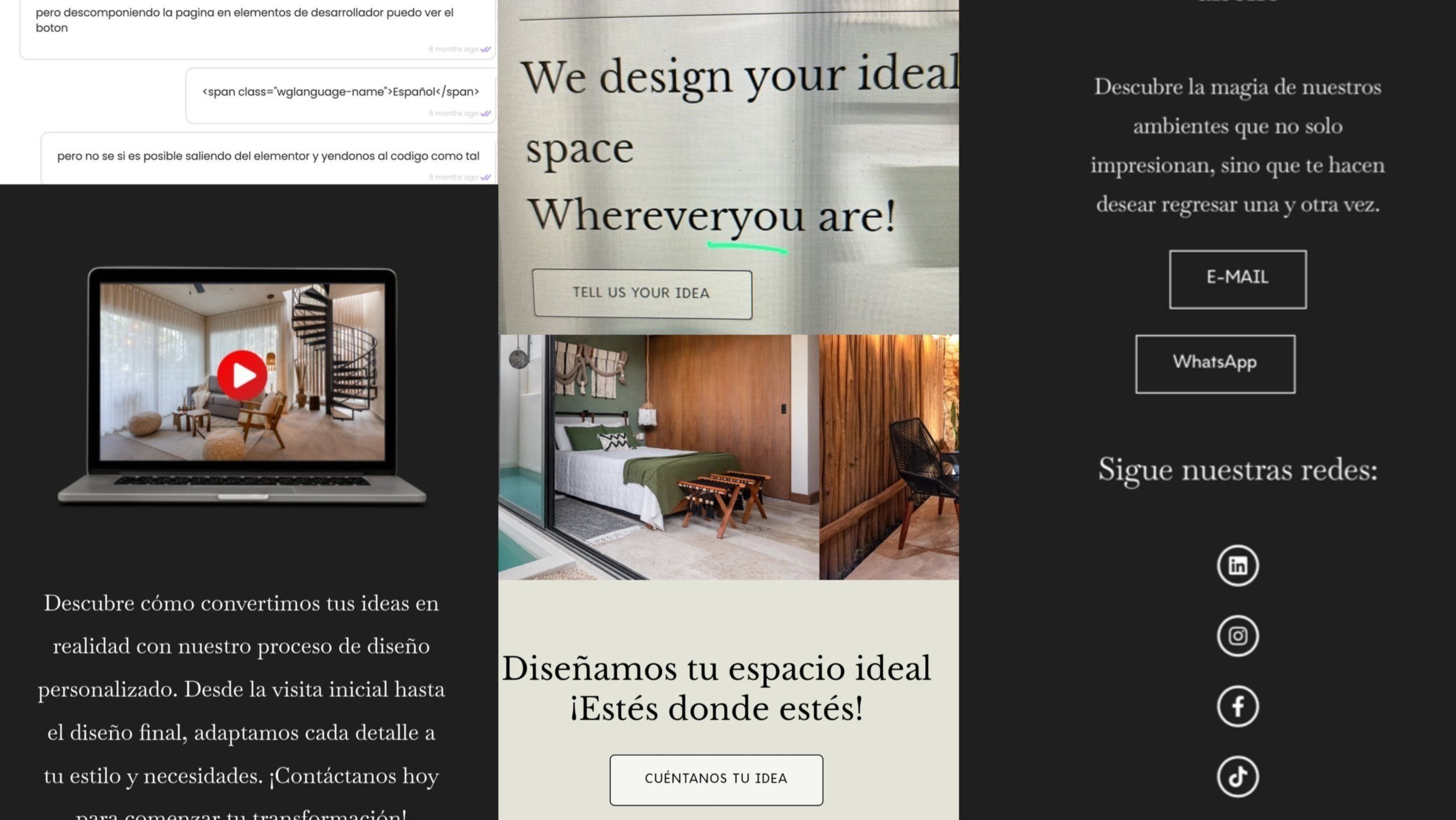This collage captures the final refinement phase, where I collaborated closely with developers, providing detailed instructions on code and design tweaks to ensure both aesthetics and functionality.