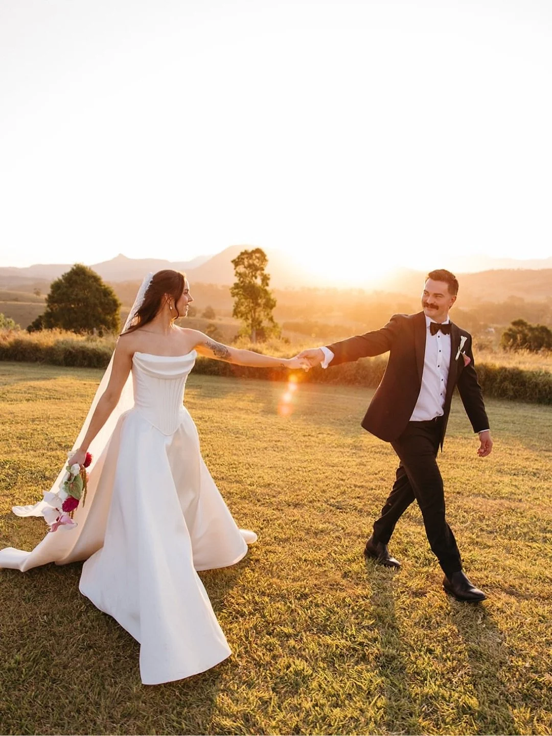 Golden hour that hits different at @maroonhillestate 🌅 #TheWhiteStag
 
Ally + Braydon 

@wilde.visual 
@allysha.ryan 
@brayheath 
@maroonhillestate 
@panoramaeventsaus 
@marriagecelebrant_cm 
@kwhbridal 
@thatcontentgirl_ 
@siennawardmua
@wunderbar_