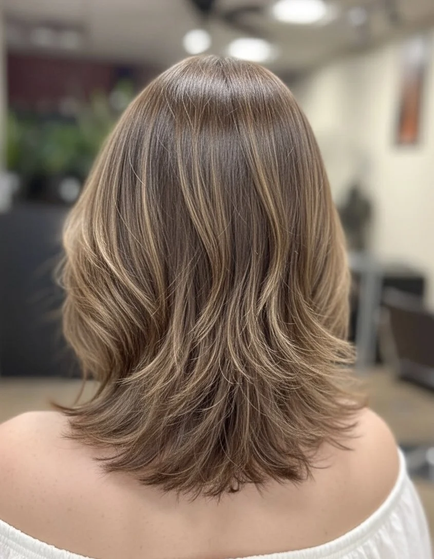 Salon customer with new long natural braids