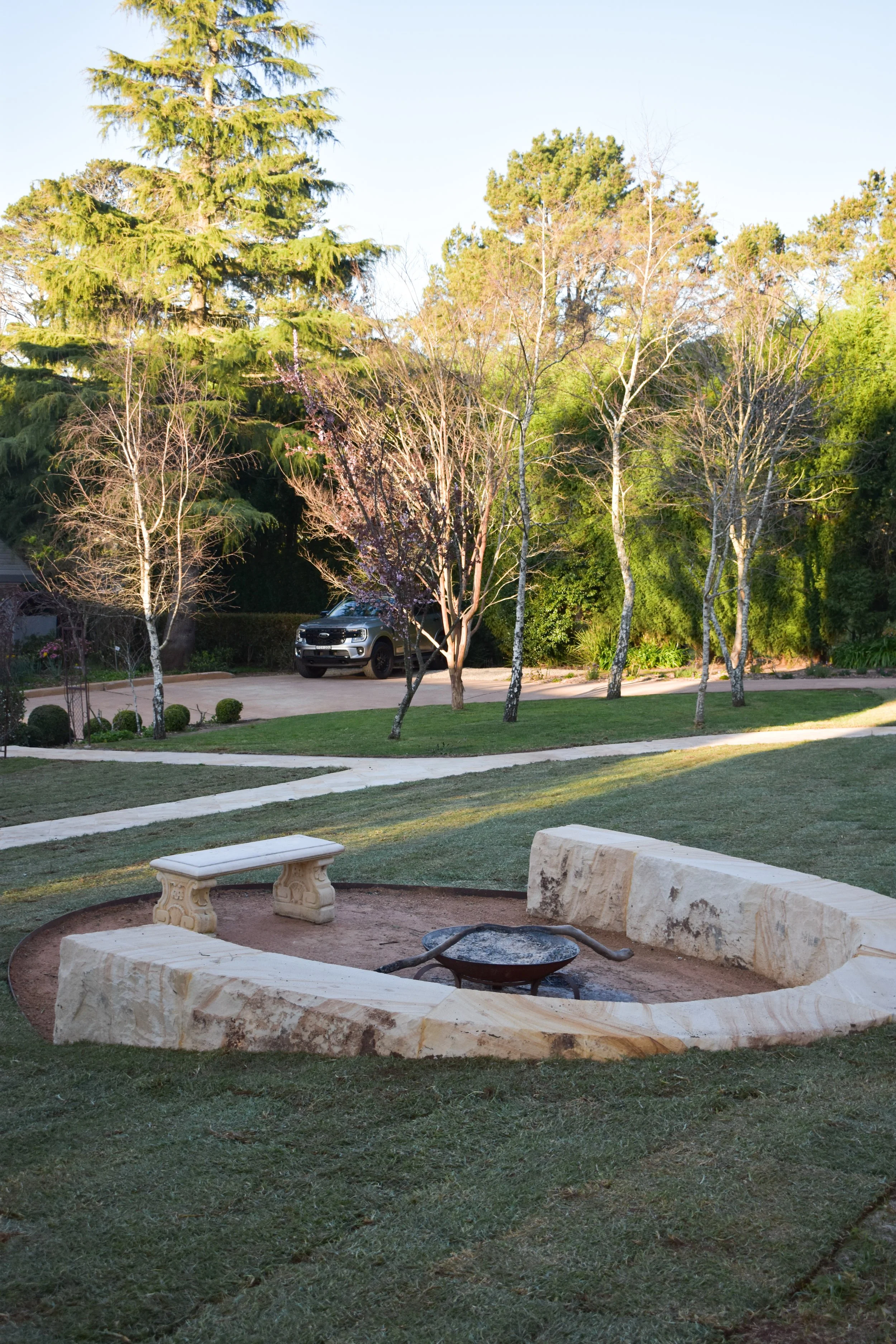 The fire pit at the Oxley drive renovation