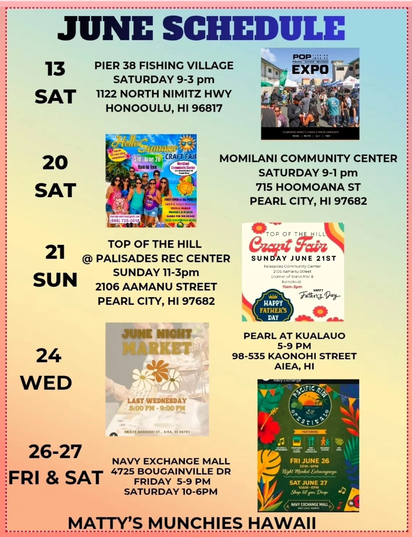Our June schedule is on!! Join us at Queens West every Monday at Prince Albert  Garden.