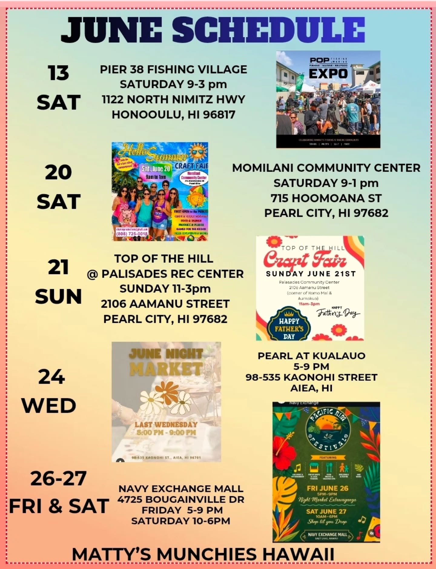 Our June schedule is on!! Join us at Queens West every Monday at Prince Albert  Garden.