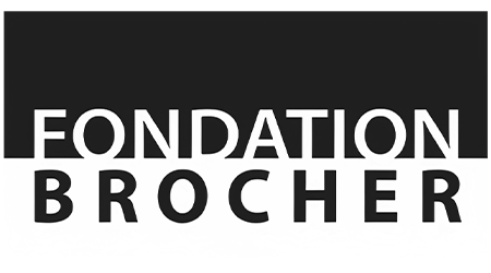 Logo avec le texte 'FONDATION BROCHER' en blanc sur fond noir.
