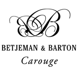 Logo élégant avec une lettre calligraphiée 'B', le texte 'BETJEMAN & BARTON', et 'Carouge' écrit en cursif