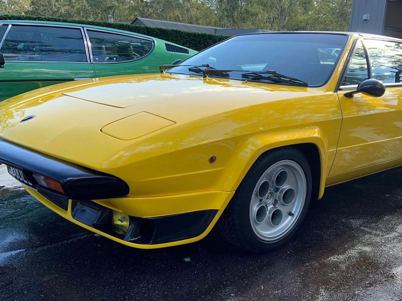 A yellow classic Lamborghini, detailed by Dan the Detailer.