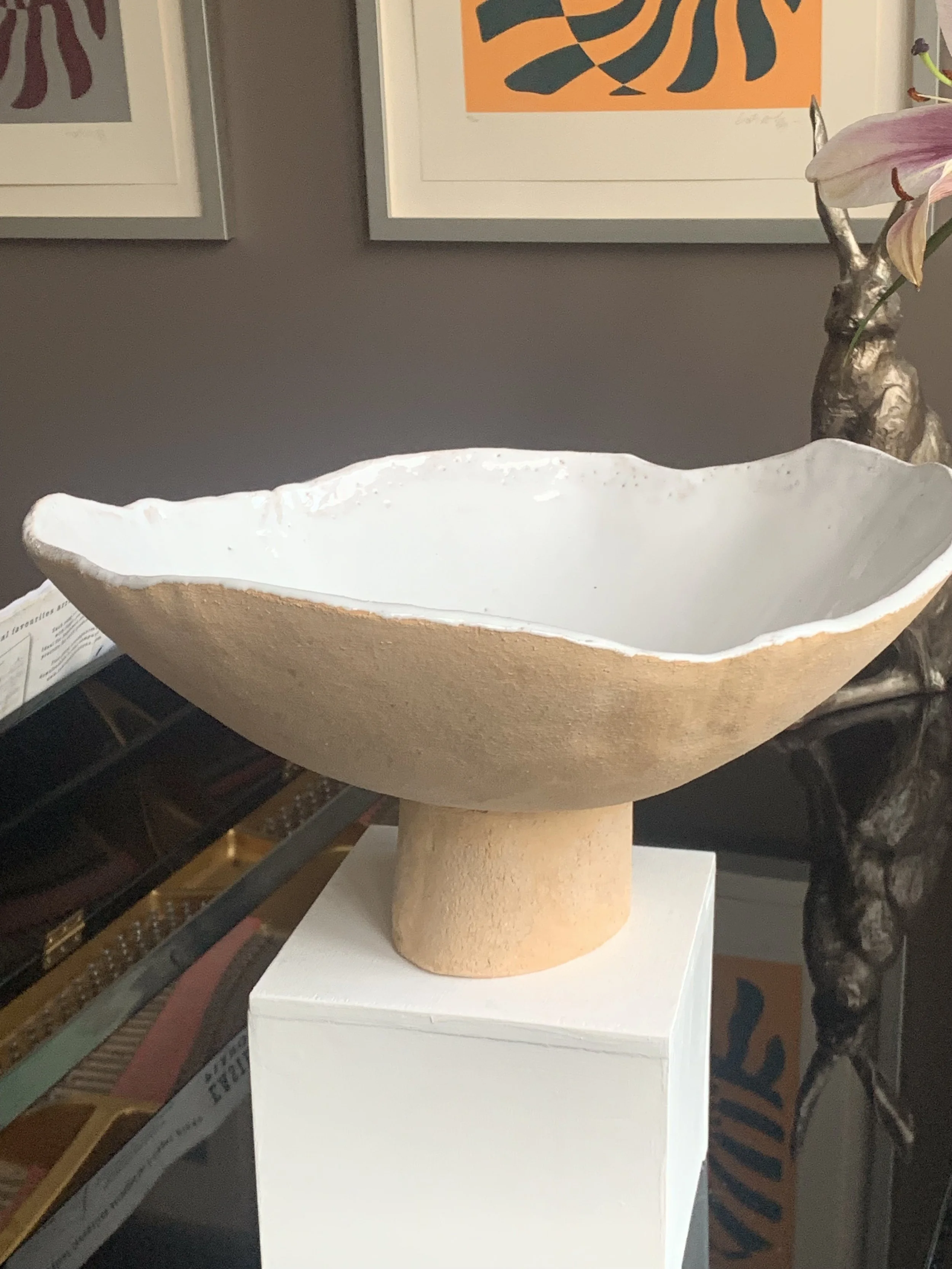 White rustic bowl - large