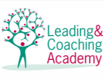 Logo de l'académie de coaching et de leadership, avec un arbre stylisé et le texte 'Leading & Coaching Academy'.