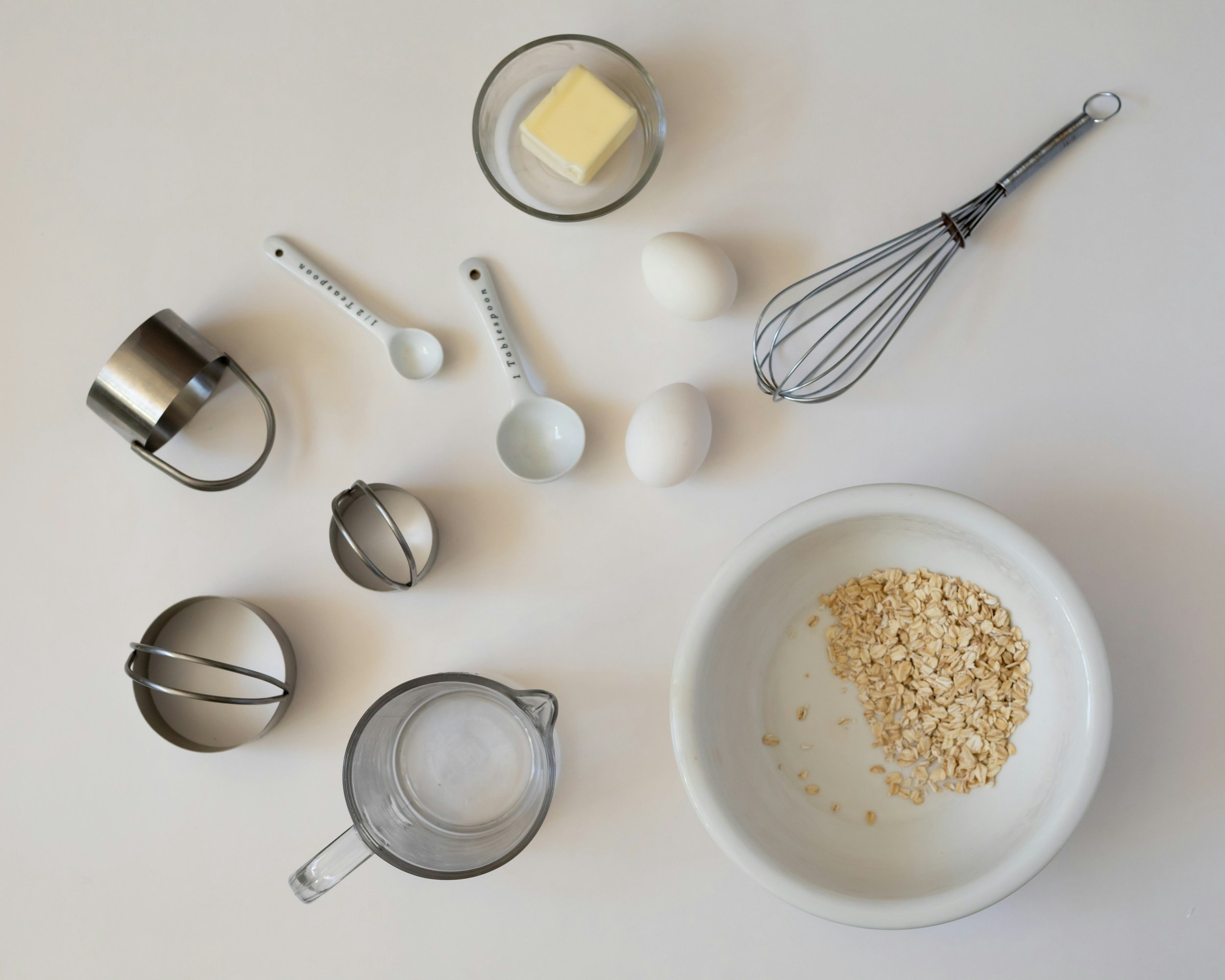 Ingredients and tools organized for baking from scratch
