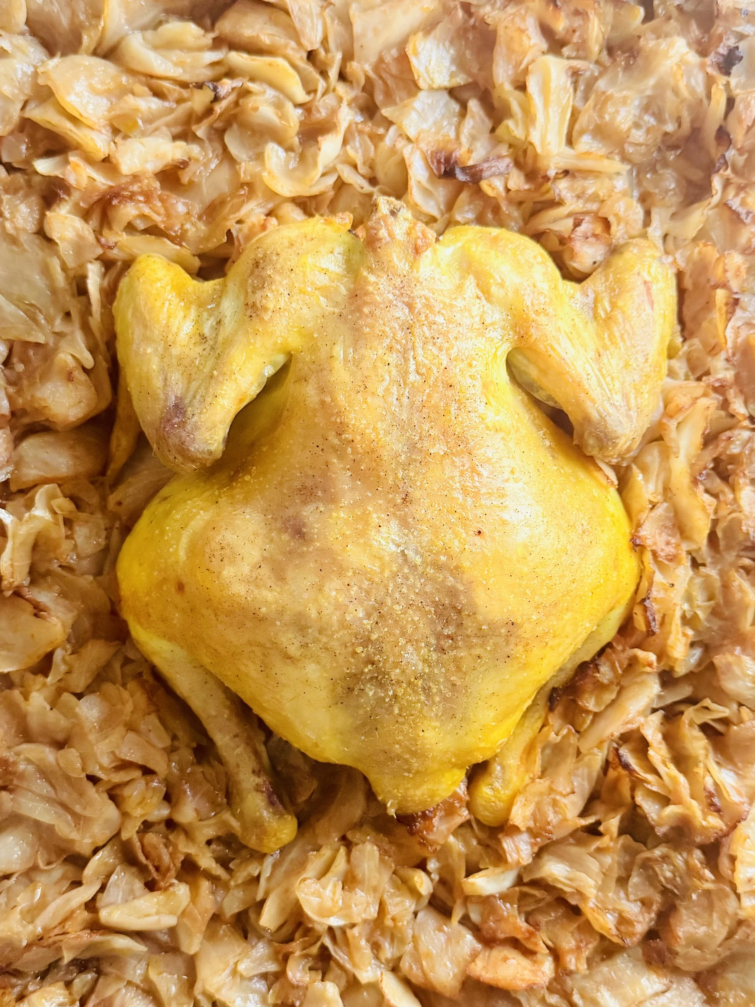 Roasted chicken with cabbage