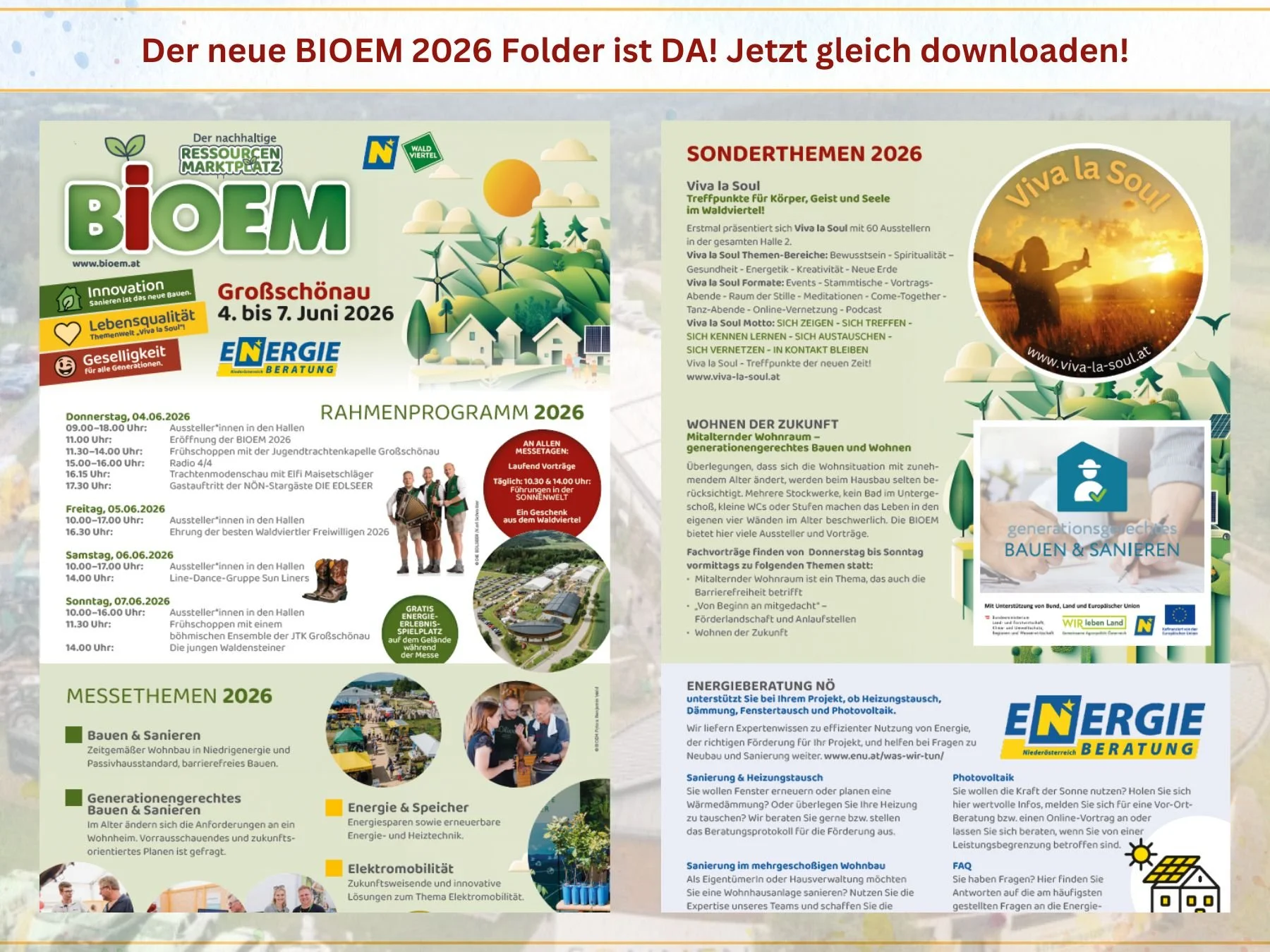 Der neue BIOEM Folder 2026 ist DA! Jetzt gleich downloaden!