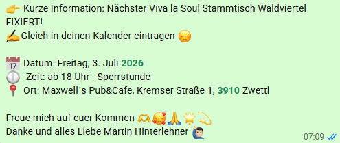 Nächster Viva la Soul Stammtisch
