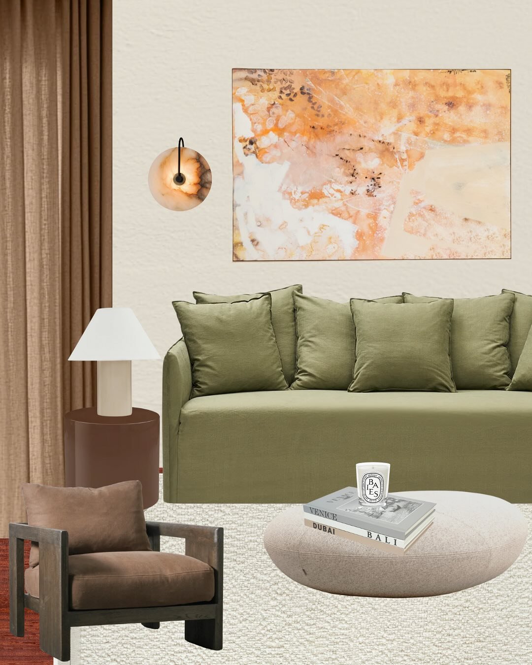 One sofa, three different looks.
 Isn&rsquo;t it wild how much wall colour, art, and styling choices can shift the whole vibe of a room?

For this client, I explored three schemes built around a hero piece she loves: the @mcmhouse Joe Deep Sofa in Mo