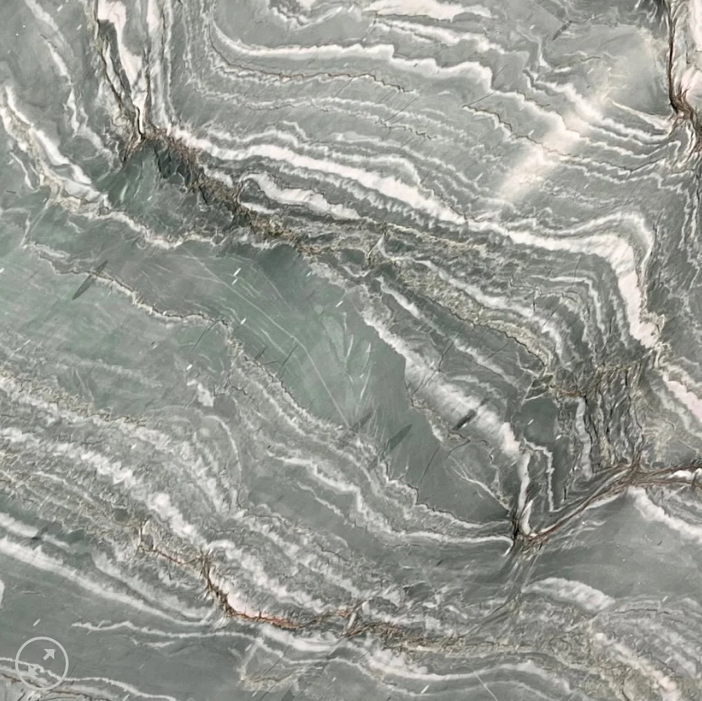 This evening&rsquo;s material obsession&hellip;Green Maestro Quartzite from @cdkstone 

This stunning smoky green stone has veining that reminds me of a satellite mountain image with soft peaks and winding valleys ⛰️ I would use it in a luxury kitche