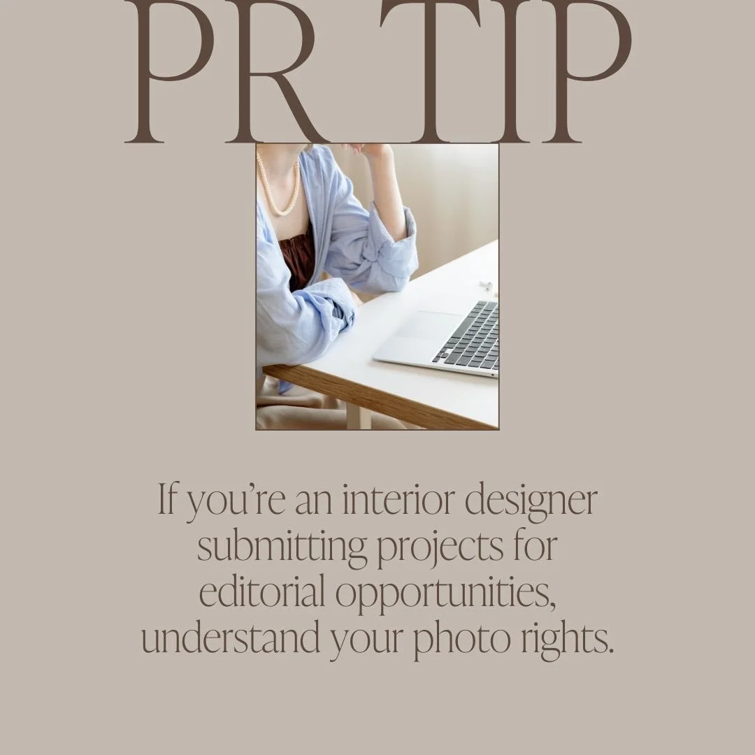 Photo rights are a hot topic in interior design, especially at the moment. Do you know the usage rights for your project photography? If you're a designer and aren't clear on yours, now's the time to dig in, especially before engaging a PR agency lik