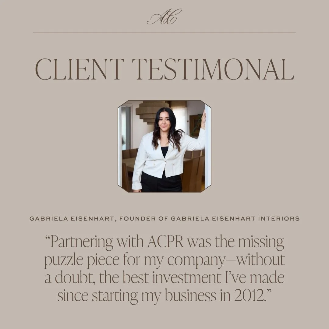 When we say our clients think of us as more than publicists, we mean it.

Whether you're looking for your first PR partner or haven't found the right one yet, after nearly 16 years in business I can confidently say that the ACPR experience is unlike 