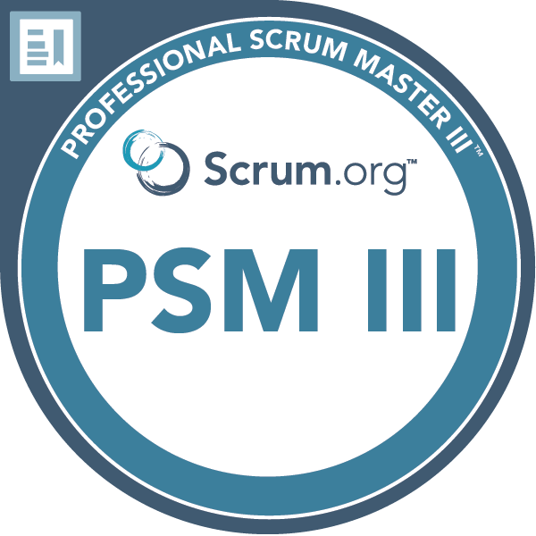 A circular badge showing Martin Schellert is a certified Professional Scrum Master III