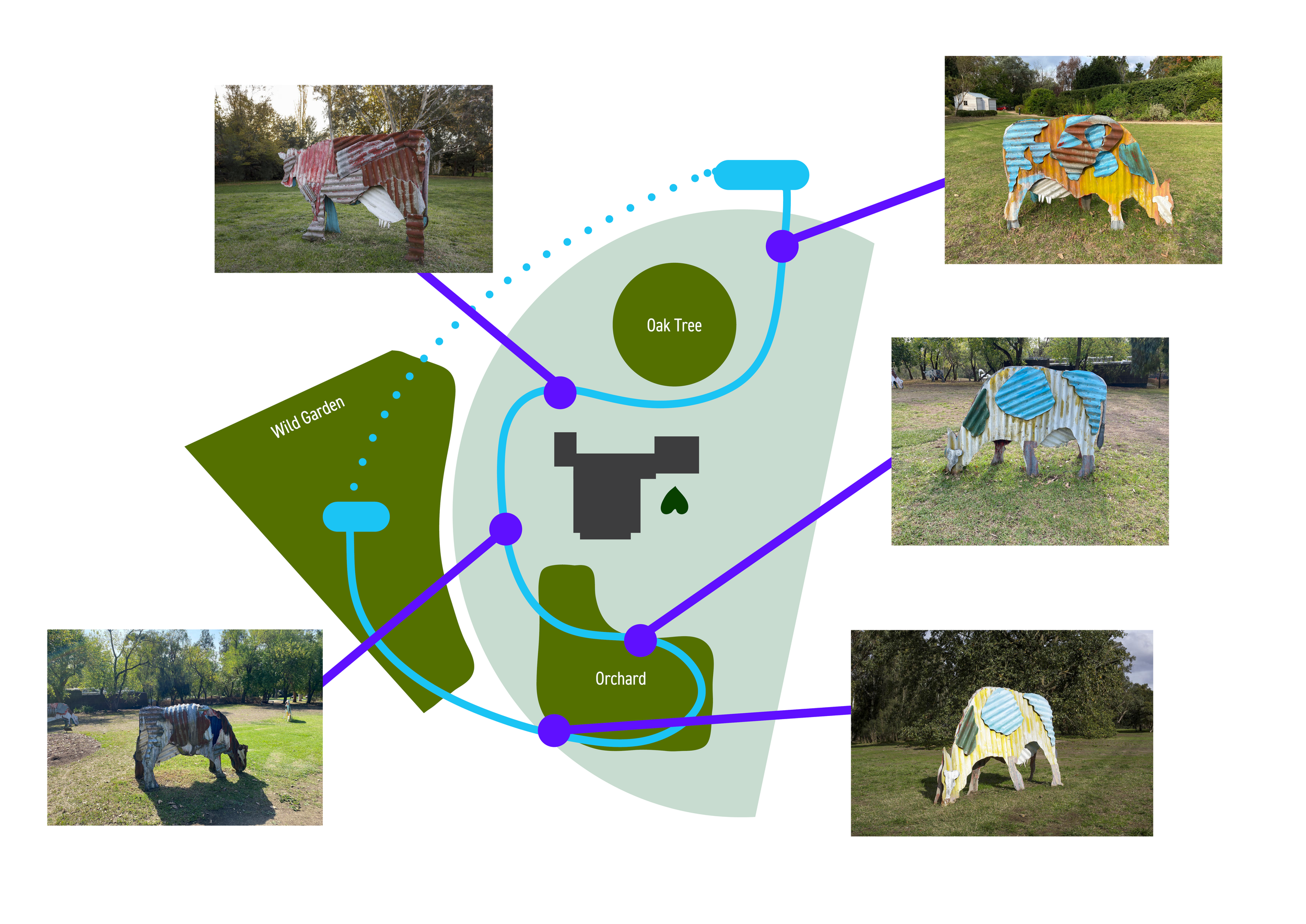 AR exhibition points on path