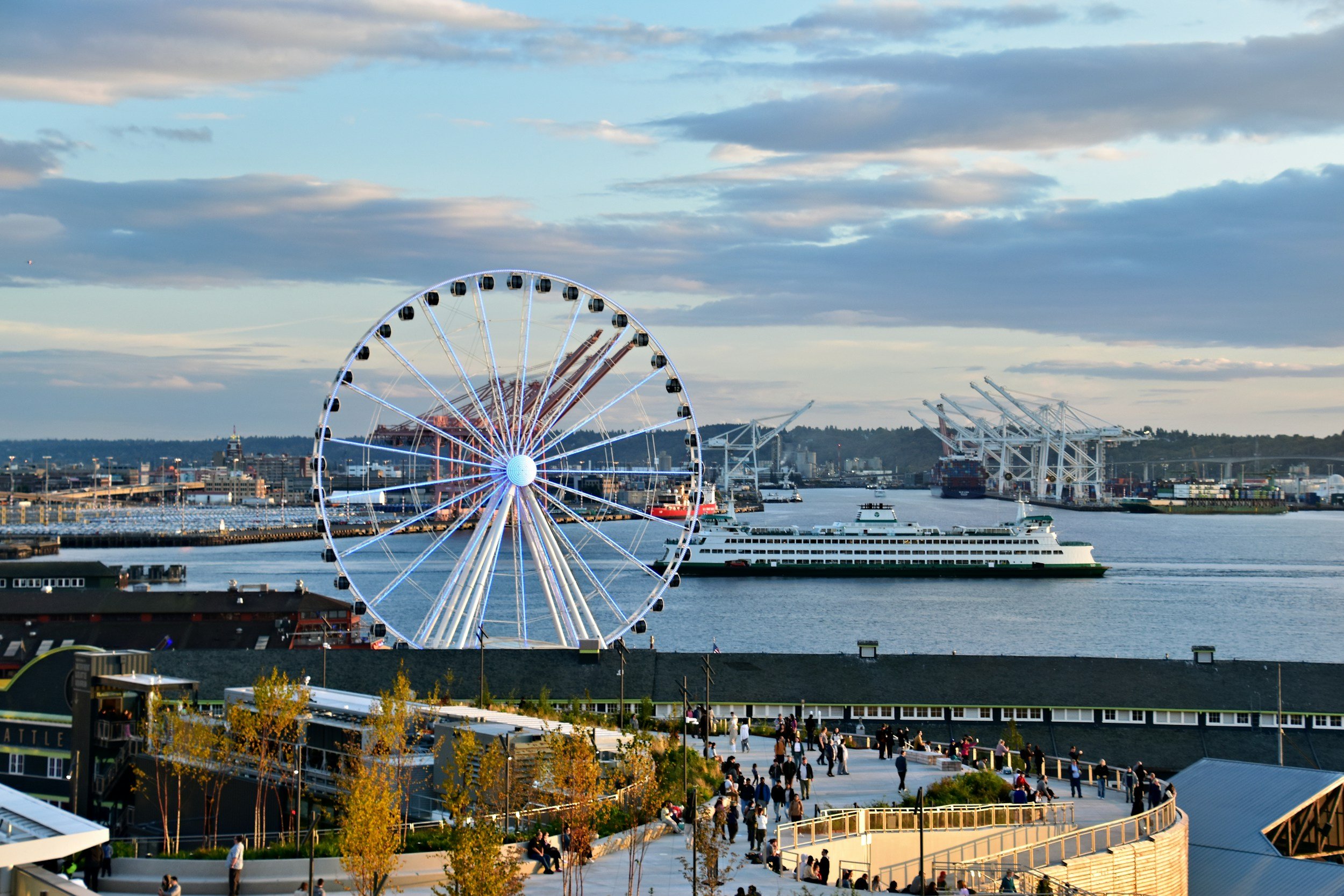 Seattle Great Wheel vid vattnet i Seattle