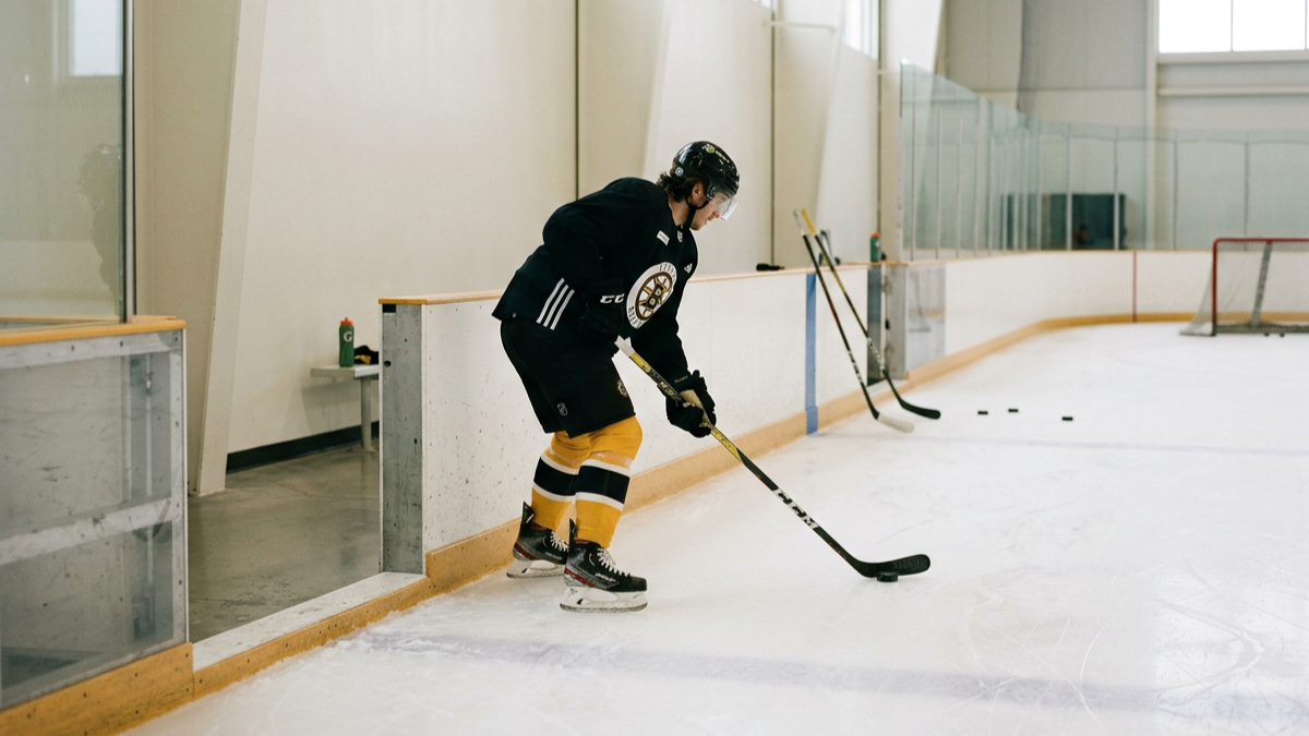 Hockeyspelare på boston resan