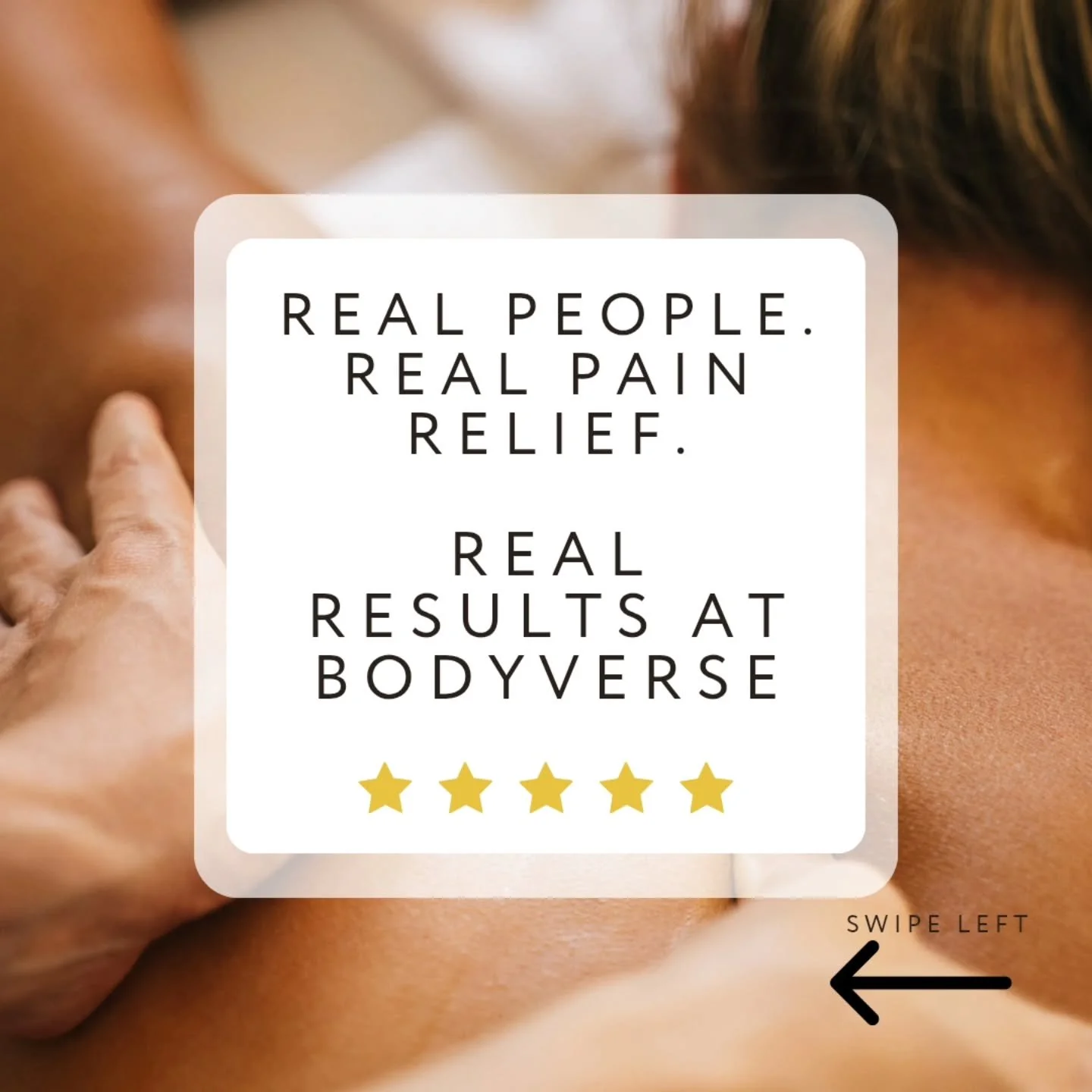 🙋🏻&zwj;♀️ ⭐️Real clients. Real results. 🙋🏻&zwj;♀️⭐️
Whether it&rsquo;s sports massage, sports therapy, Swedish massage, lymphatic massage, pregnancy massage, pregnancy osteo sessions or full osteopathic treatment- people leave Bodyverse moving be