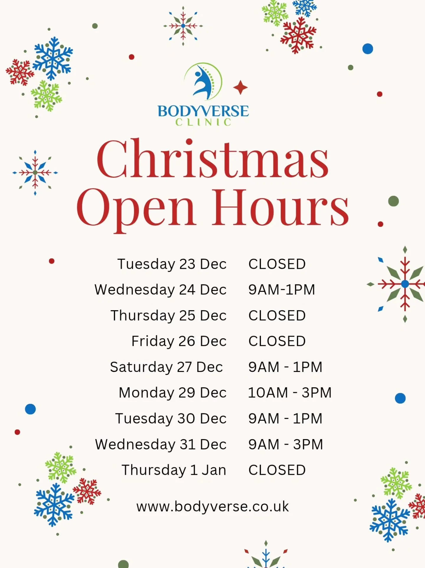 🎄✨ Festive Clinic Update ✨🎄

Nandip &amp; Ajay will be taking a well-earned break from Tuesday 23rd December through to the New Year 🎅🥂

But you&rsquo;re still in safe hands - Agata will be in clinic across the festive period to keep you moving, 