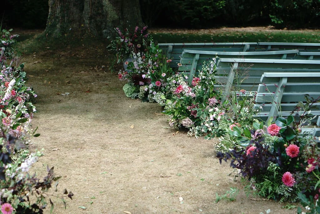 seasonal, summer flower meadow aisle at Huntsham court
