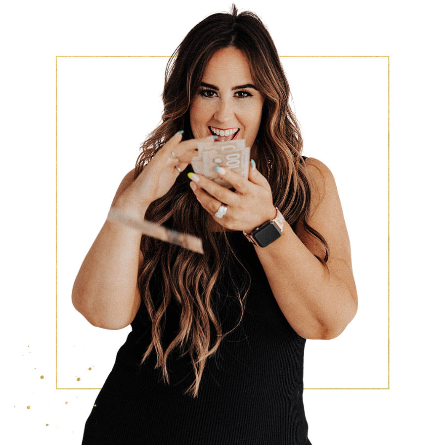 The Lou Clarke fanning money in her hands