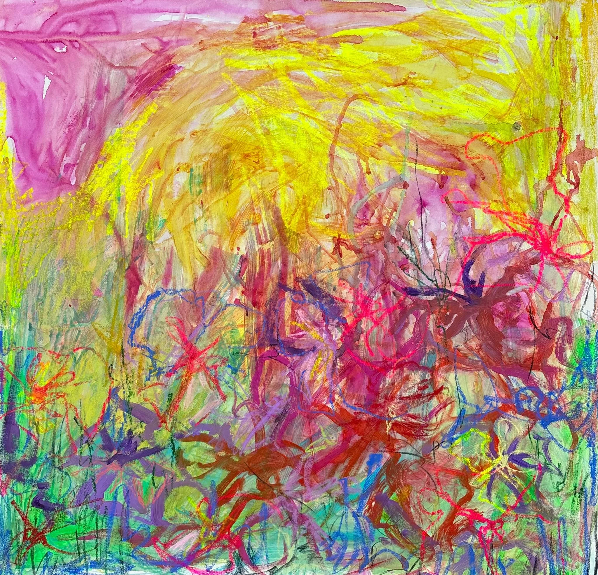 At last, the flowers are blooming again

acrylic, charcoal and oil sticks on canvas
2025
