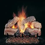 Rasmussen Evening crossfire Log set  with burning logs and flames against a dark background