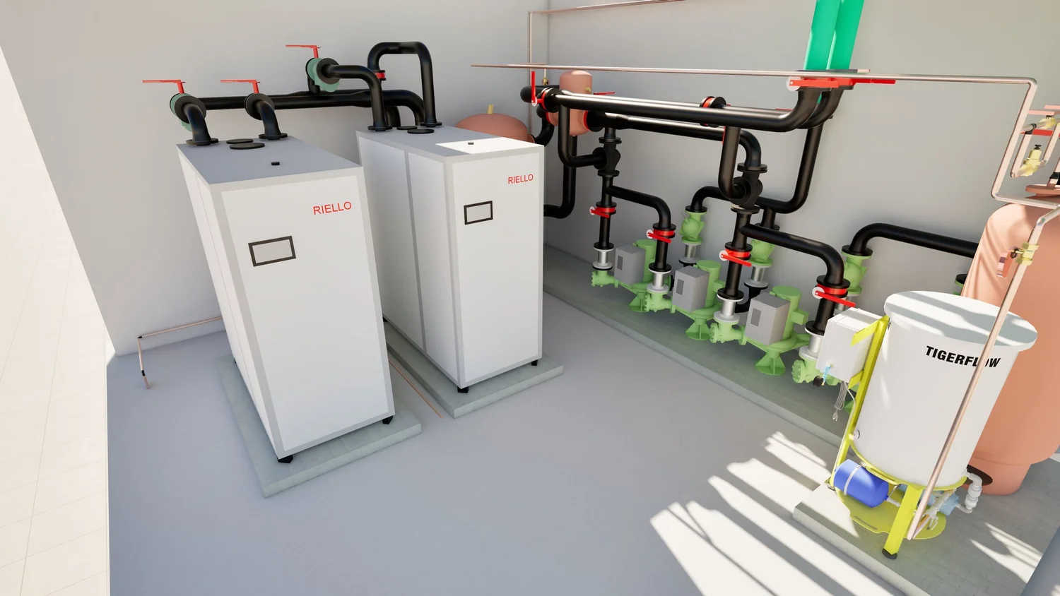 Mechanical room equipment and piping